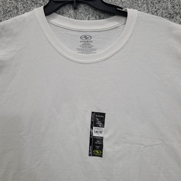 Athletic Works Mens White Cotton TShirt 4XL Big Tall Loose Fit Breathable Tee - Picture 7 of 8
